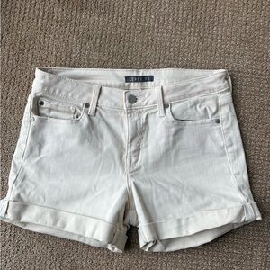Level 99 Women's White/Light Cream Rolled-Hem Denim Shorts